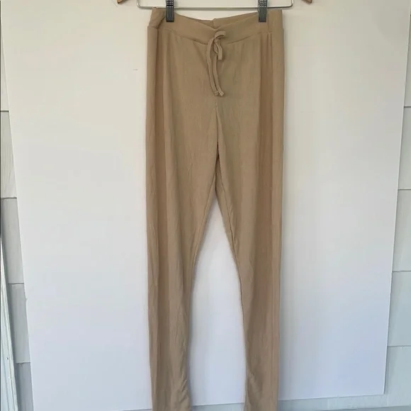 PrettyLittleThing Ribbed Tan Legging Pants with Elastic Waistband Size 6 - Picture 8 of 17